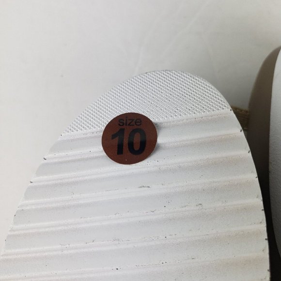 Charleston Shoe Co. Stripe Palm Wedge Sandal in Tan and White Size 10 - Picture 14 of 14